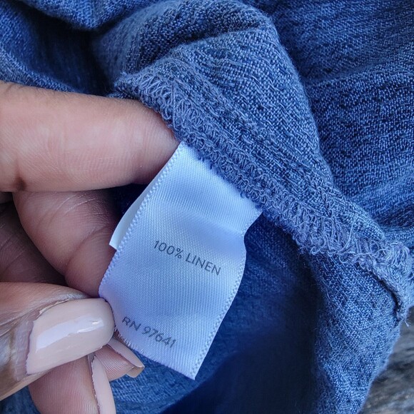 J. Jill PureJill linen tunic top Womens XS blue short sleeve button popover top - Picture 5 of 5